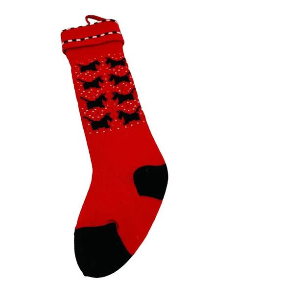 Vintage Scottie Dog Terrier Christmas Stocking Knit Dept 56 1984 22" - Picture 1 of 3